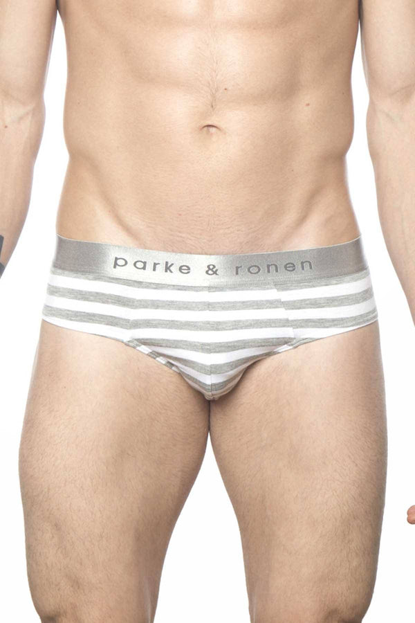 Parke & Ronen Grey-Stripe Yard-Dye Low-Rise Brief