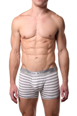 Parke & Ronen Grey-Stripe Yarn-Dye Low-Rise Trunk thumbnail 1