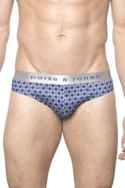 Parke & Ronen Navy/White Setai-Printed Low-Rise Brief thumbnail 1