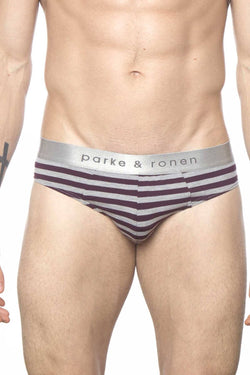 Parke & Ronen Purple-Stripe Yarn-Dye Low-Rise Brief thumbnail 1