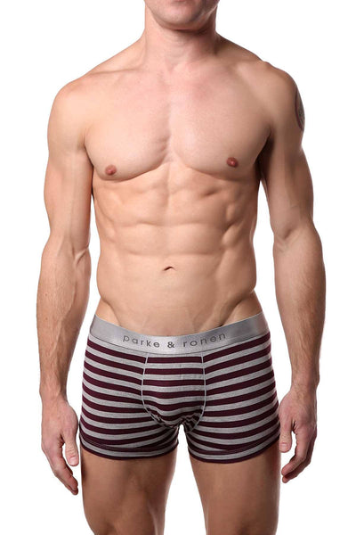 Parke & Ronen Purple-Stripe Yarn-Dyed Low-Rise Trunk