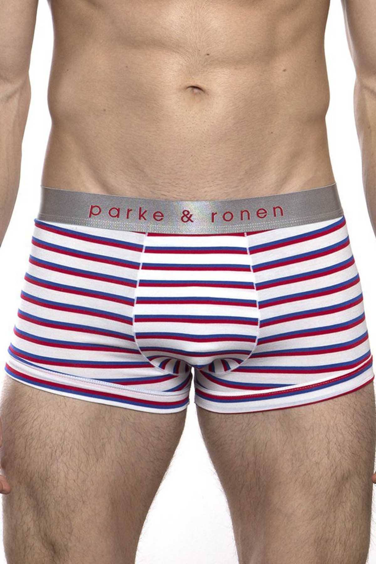 Parke & Ronen Red/Royal Striped Low-Rise Trunk
