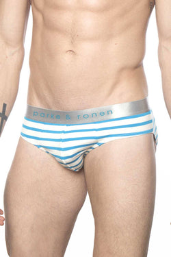Parke & Ronen Turquoise-Stripe Yard-Dye Low-Rise Brief thumbnail 2