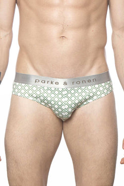 Parke & Ronen White/Army Diamond Low-Rise Brief thumbnail 1