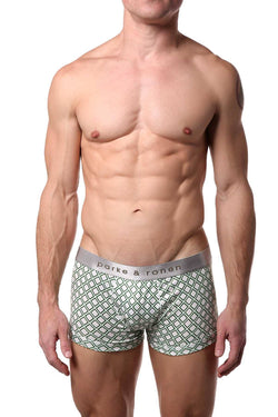 Parke & Ronen White/Army Diamond-Printed Low-Rise Trunk thumbnail 1