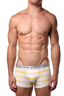 Parke & Ronen White/Canary Striped Low-Rise Trunk thumbnail 1