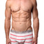 Parke & Ronen White/Flamingo Striped Low-Rise Trunk