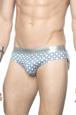 Parke & Ronen White/Turquoise Diamond Low-Rise Brief thumbnail 2