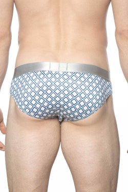 Parke & Ronen White/Turquoise Diamond Low-Rise Brief thumbnail 3