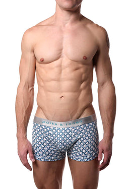 Parke & Ronen White/Turquoise Diamond-Printed Low-Rise Trunk thumbnail 1