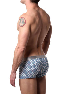 Parke & Ronen White/Turquoise Diamond-Printed Low-Rise Trunk thumbnail 2