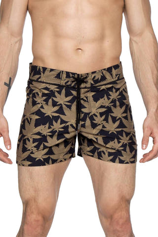 Parke and Ronen Black Cannabis 4" Classic Swim Short