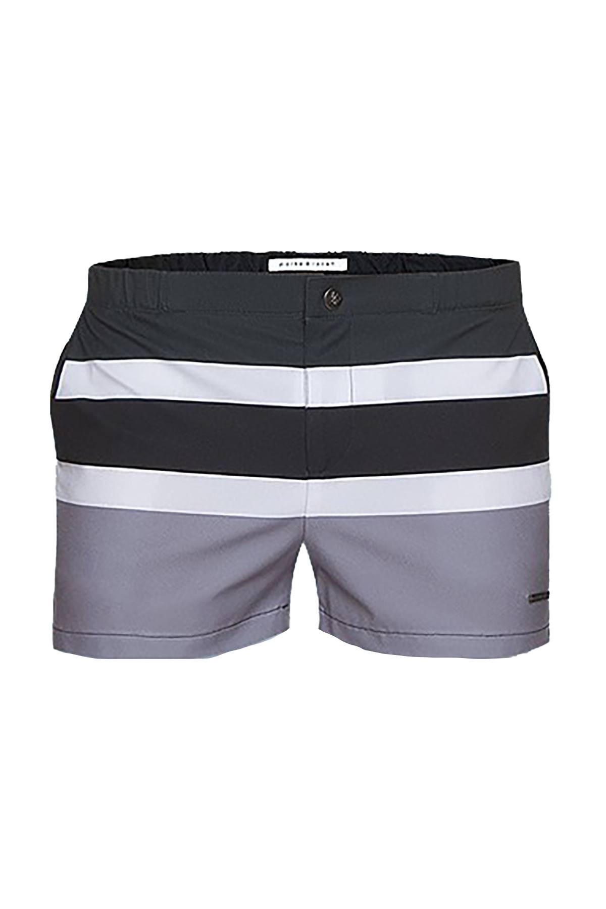 Parke and Ronen Black Colorblock 2" Angeleno Swim Trunk