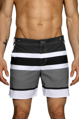 Parke and Ronen Black Colorblock 6" Catalonia Swim Short