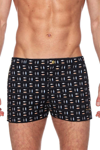 Parke and Ronen Black Surfrider Print 2" Angeleno Swim Trunk