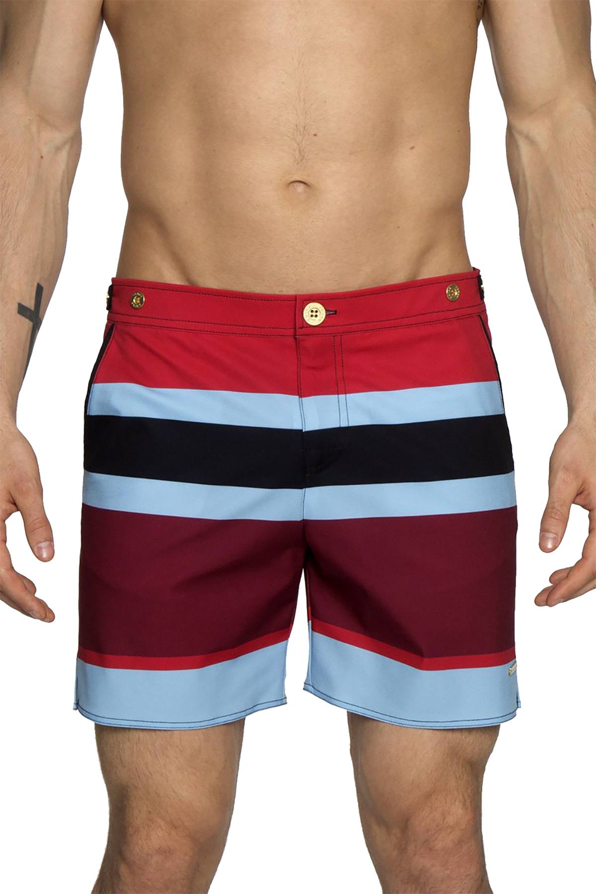 Parke and Ronen Maroon Colorblock 6" Catalonia Swim Short