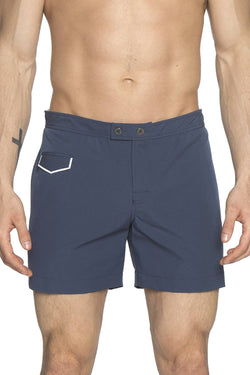 Parke and Ronen Mid-Blue/White 5" Lido Swim Short thumbnail 2