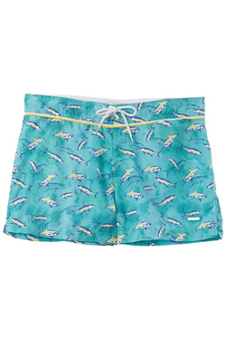 Parke and Ronen Teal Tuna Print 4" Classic Swim Short thumbnail 2