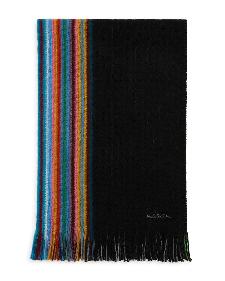 Paul Smith Multi-edge Striped Scarf Black