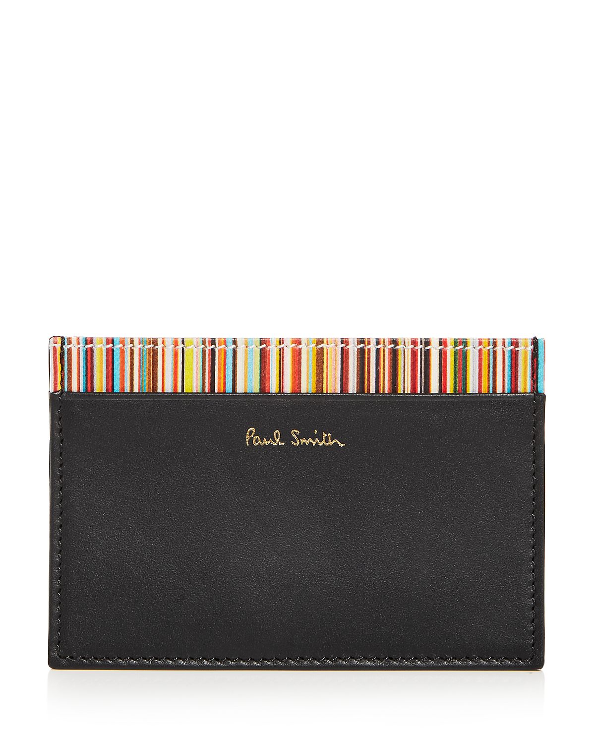 Paul Smith Multistripe Leather Card Case Black Multi