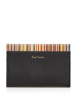 Paul Smith Multistripe Leather Card Case Black Multi thumbnail 1