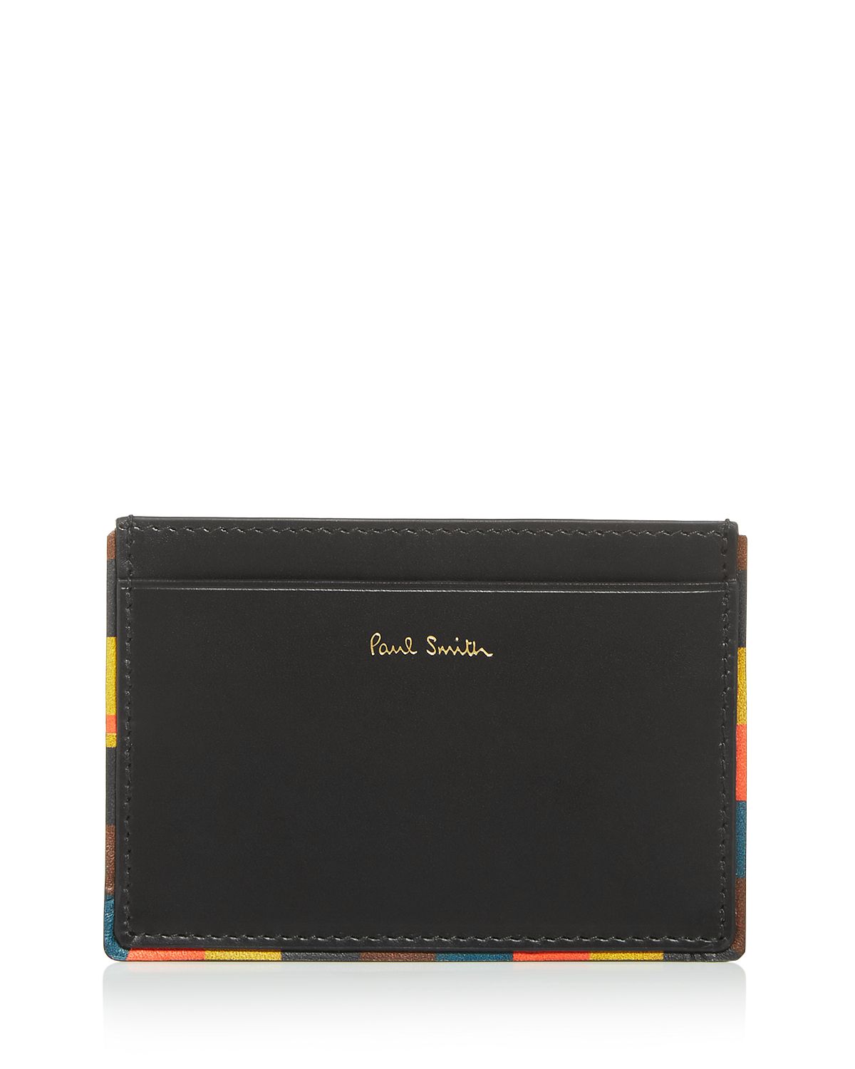 Paul Smith Striped Edge Leather Card Case Black
