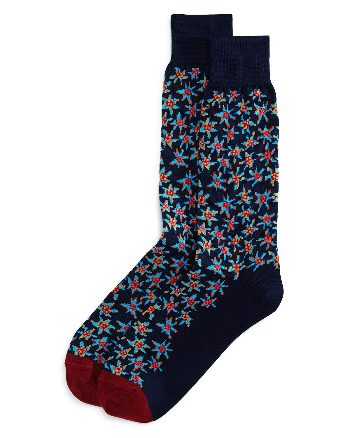 Paul Smith Torn Floral-print Socks Navy