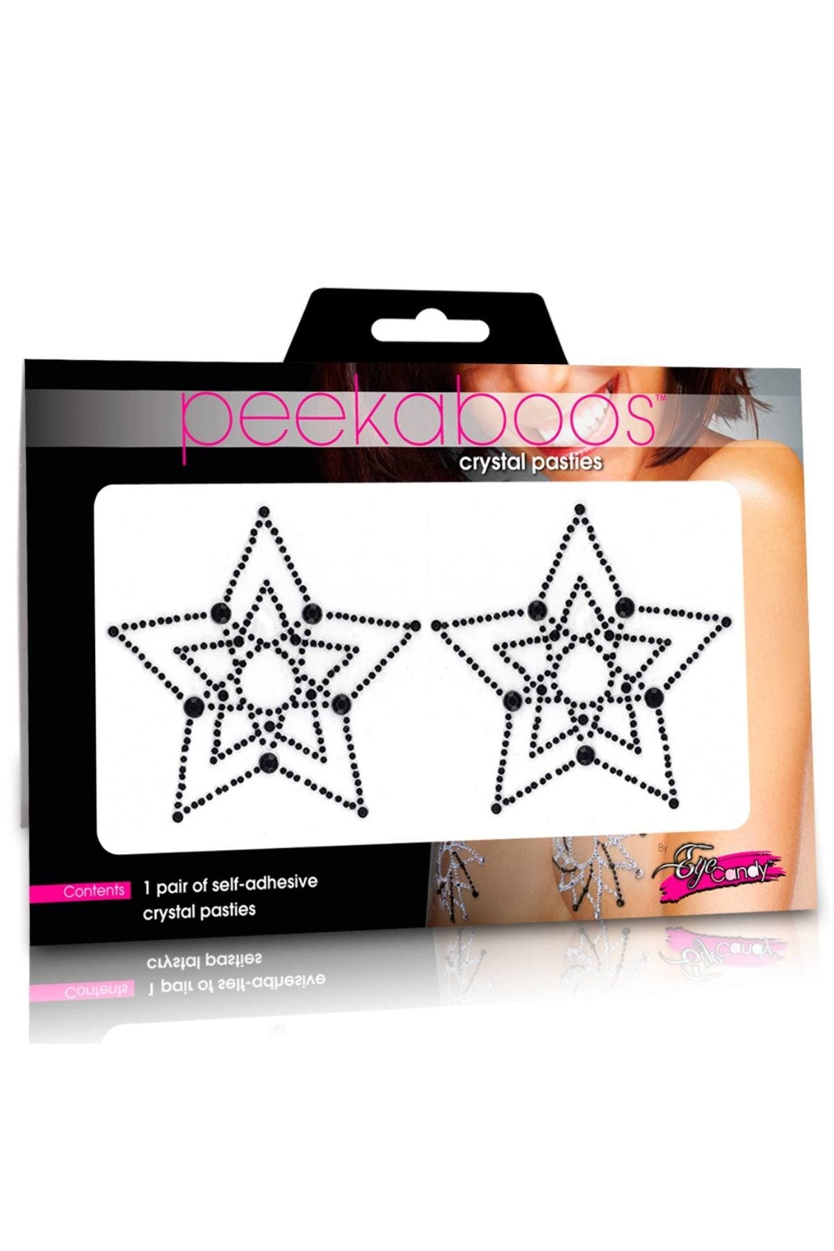 Peekaboos Black Crystal Star Pasties