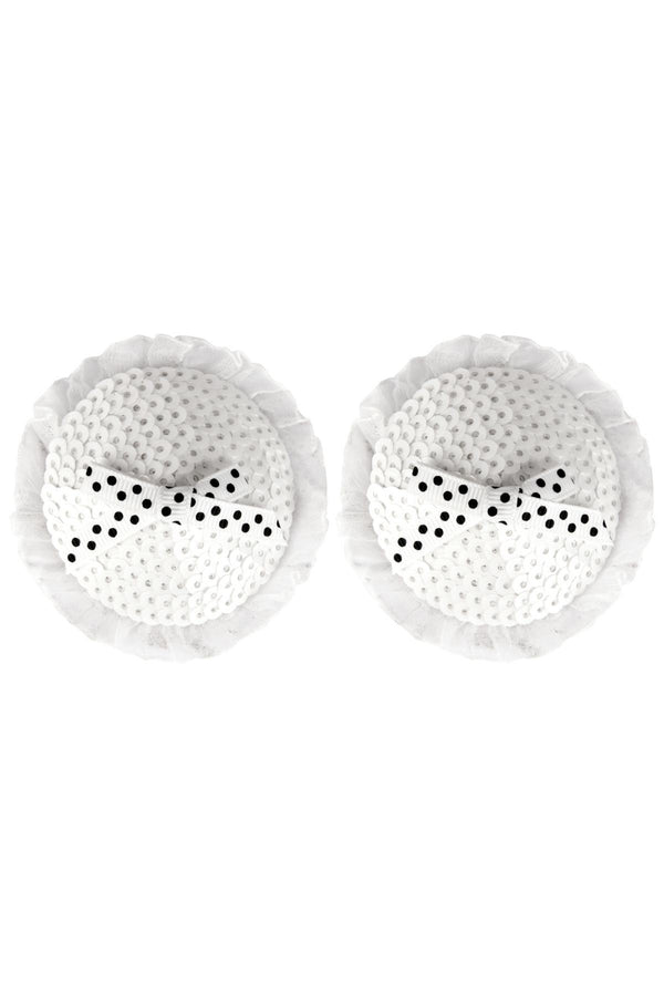 Peekaboos White Sequin With White Bow Pasties