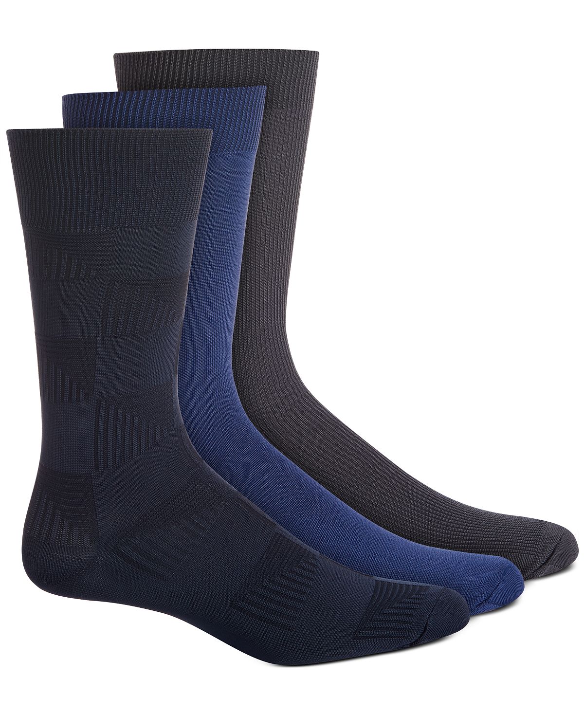 Perry Ellis 3-pk. Microfiber Socks Navy/new Cobalt/black