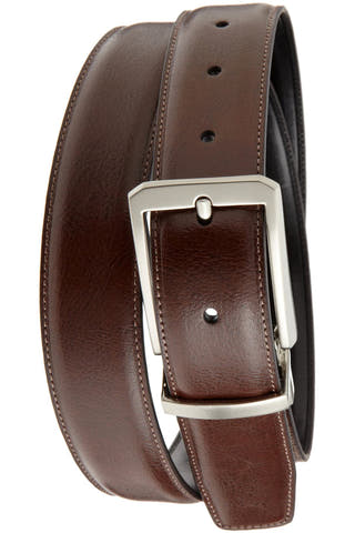 Perry Ellis Black/Brown Reversible Square Hale Belt