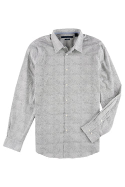 Perry Ellis Bright White Geometric Button Up Shirt thumbnail 1