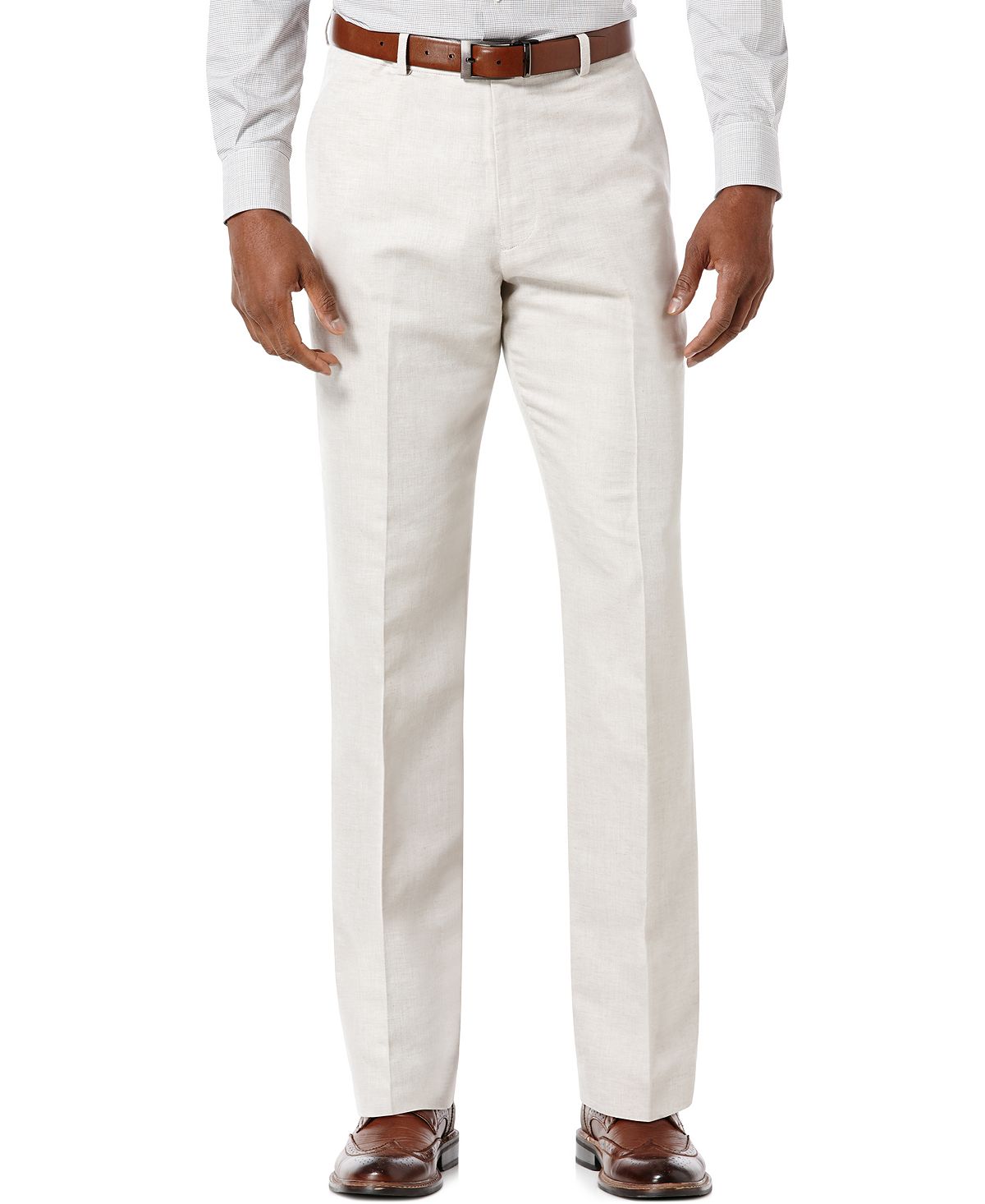 Perry Ellis Linen Blend Solid Twill Pants Natural Linen