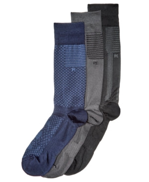 Perry Ellis Men's 3 Pack Microfiber Diamond Casual Socks