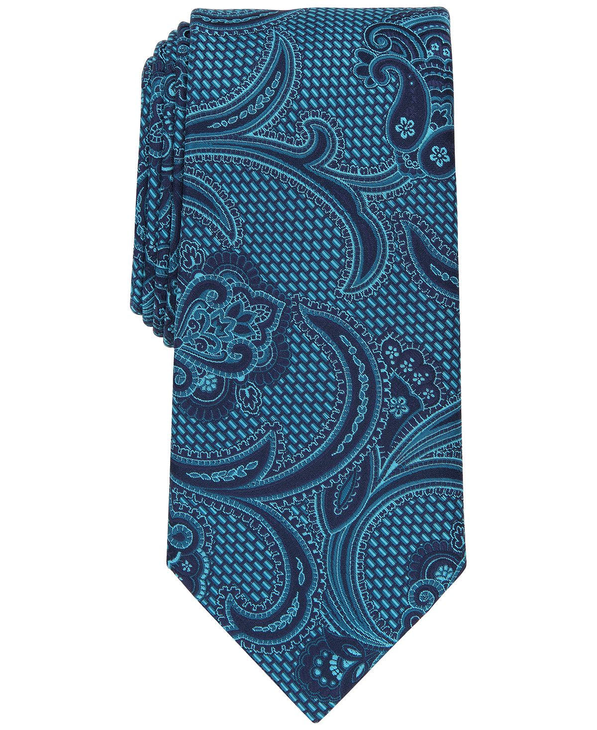Perry Ellis Monta Paisley Tie Teal