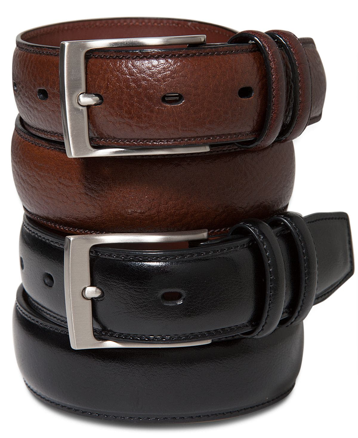 Perry Ellis Portfolio Big And Tall Leather Belt Chocolate