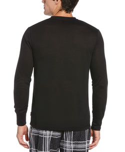Perry Ellis Portfolio Henley Long-sleeve Pajama Shirt Black thumbnail 2