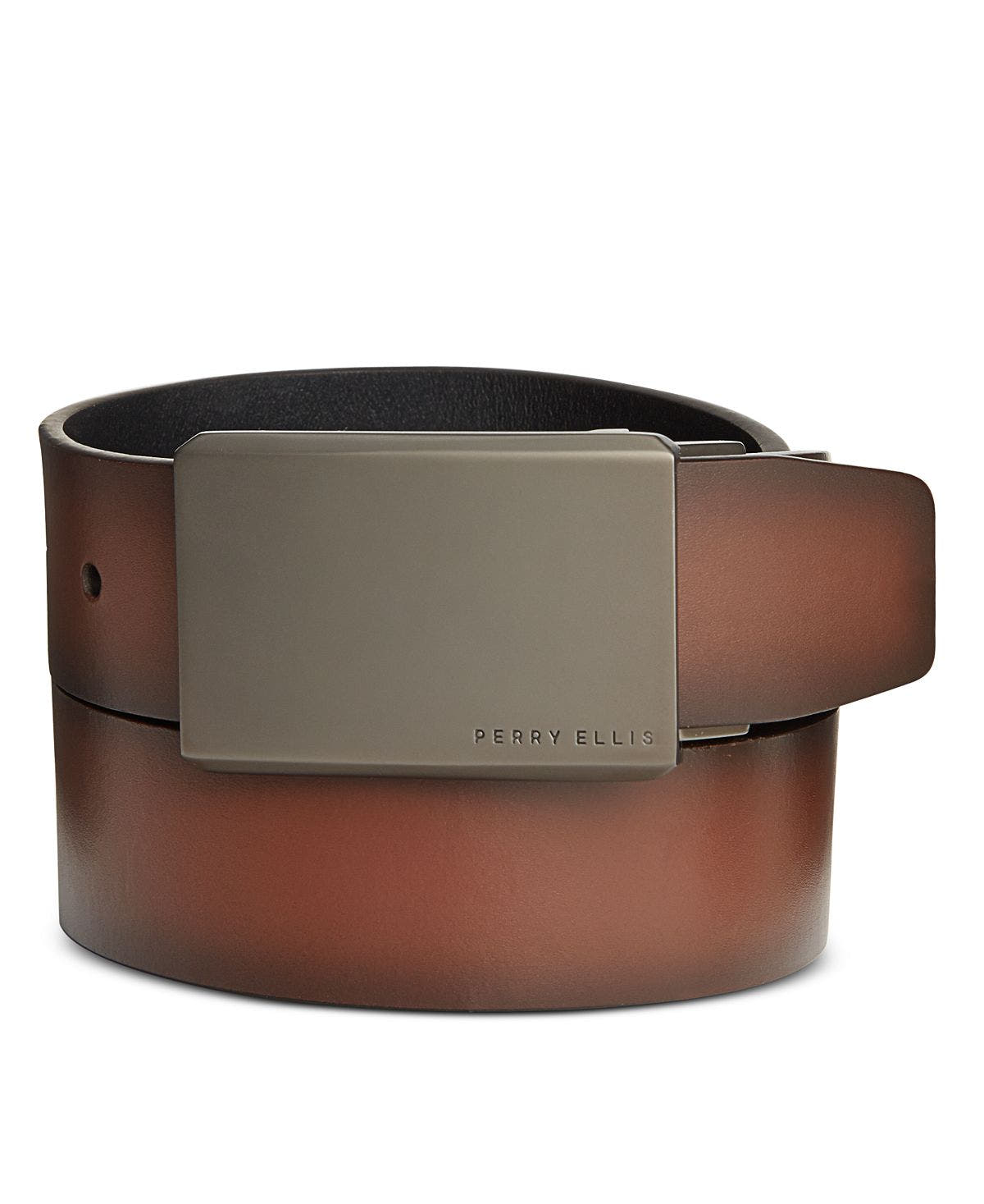 Perry Ellis Portfolio Leather Matte At Me Reversible Belt Matte At M