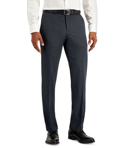 Perry Ellis Portfolio Modern-fit Subtle Check Performance Dress Pants Charcoal
