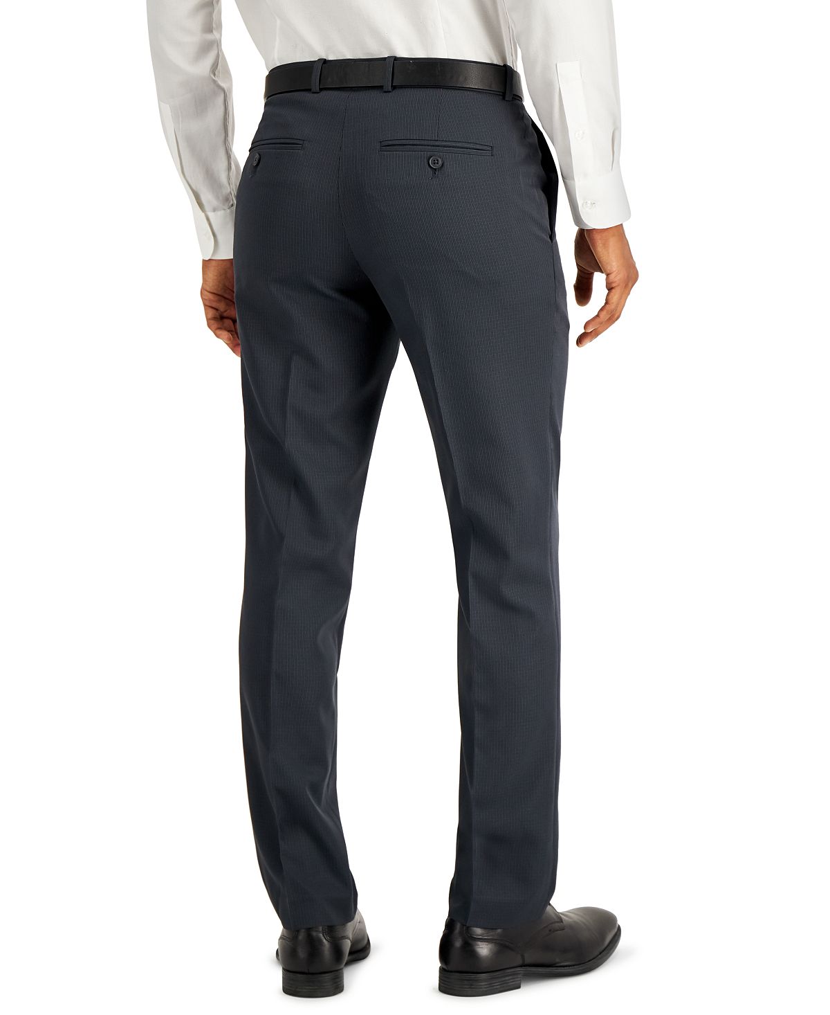 Perry Ellis Portfolio Modern-fit Subtle Check Performance Dress Pants Charcoal
