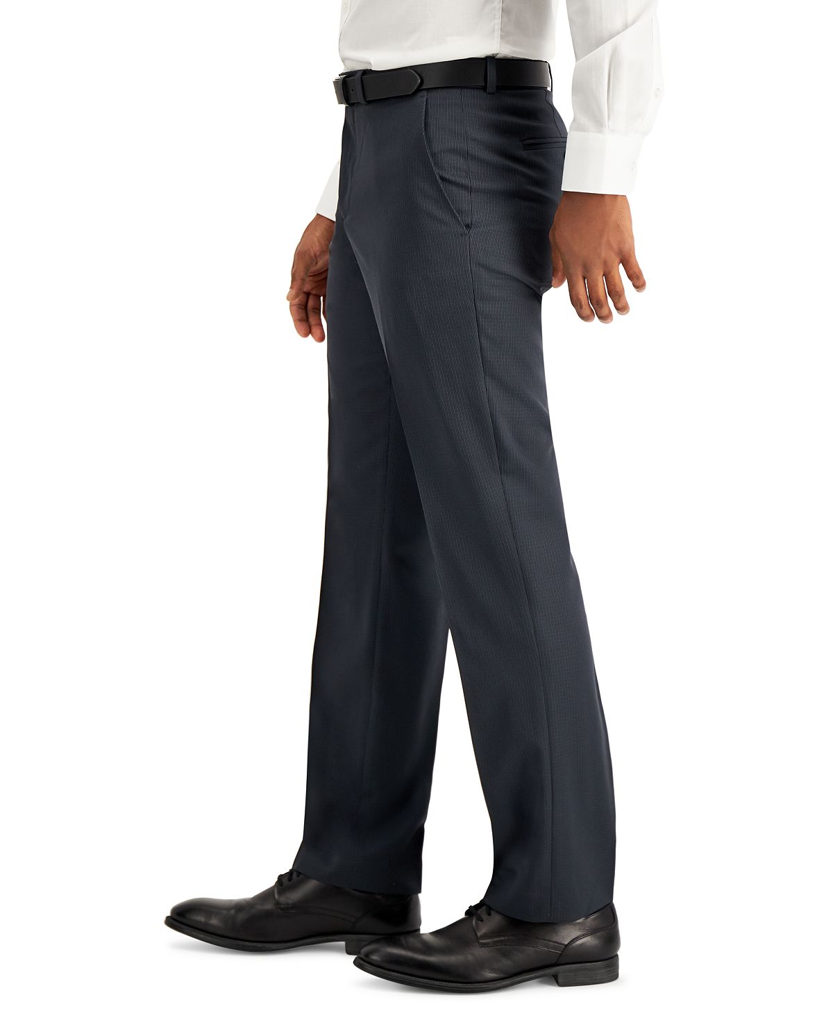 Perry Ellis Portfolio Modern-fit Subtle Check Performance Dress Pants Charcoal