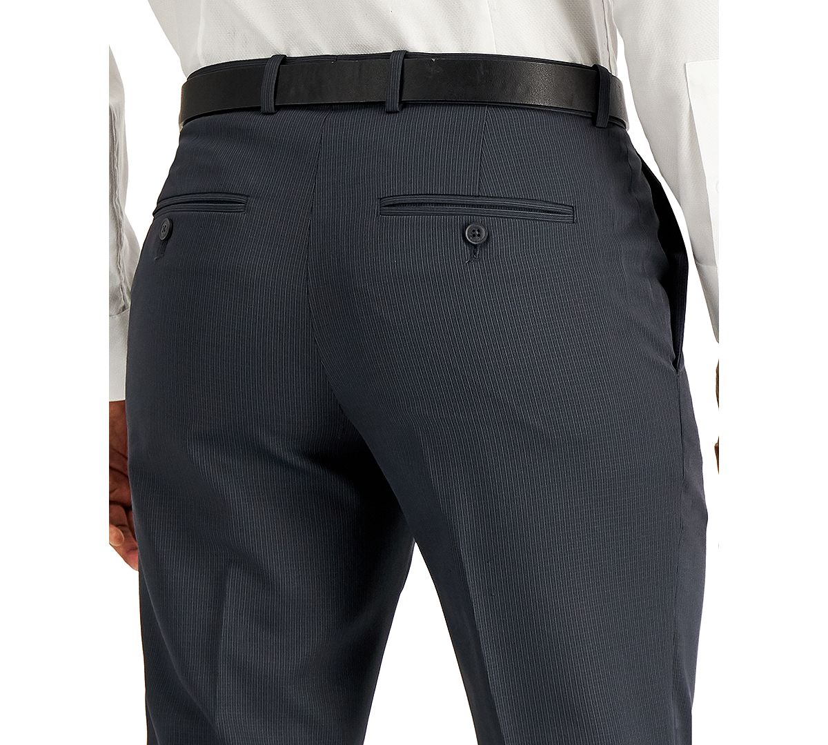 Perry Ellis Portfolio Modern-fit Subtle Check Performance Dress Pants Charcoal
