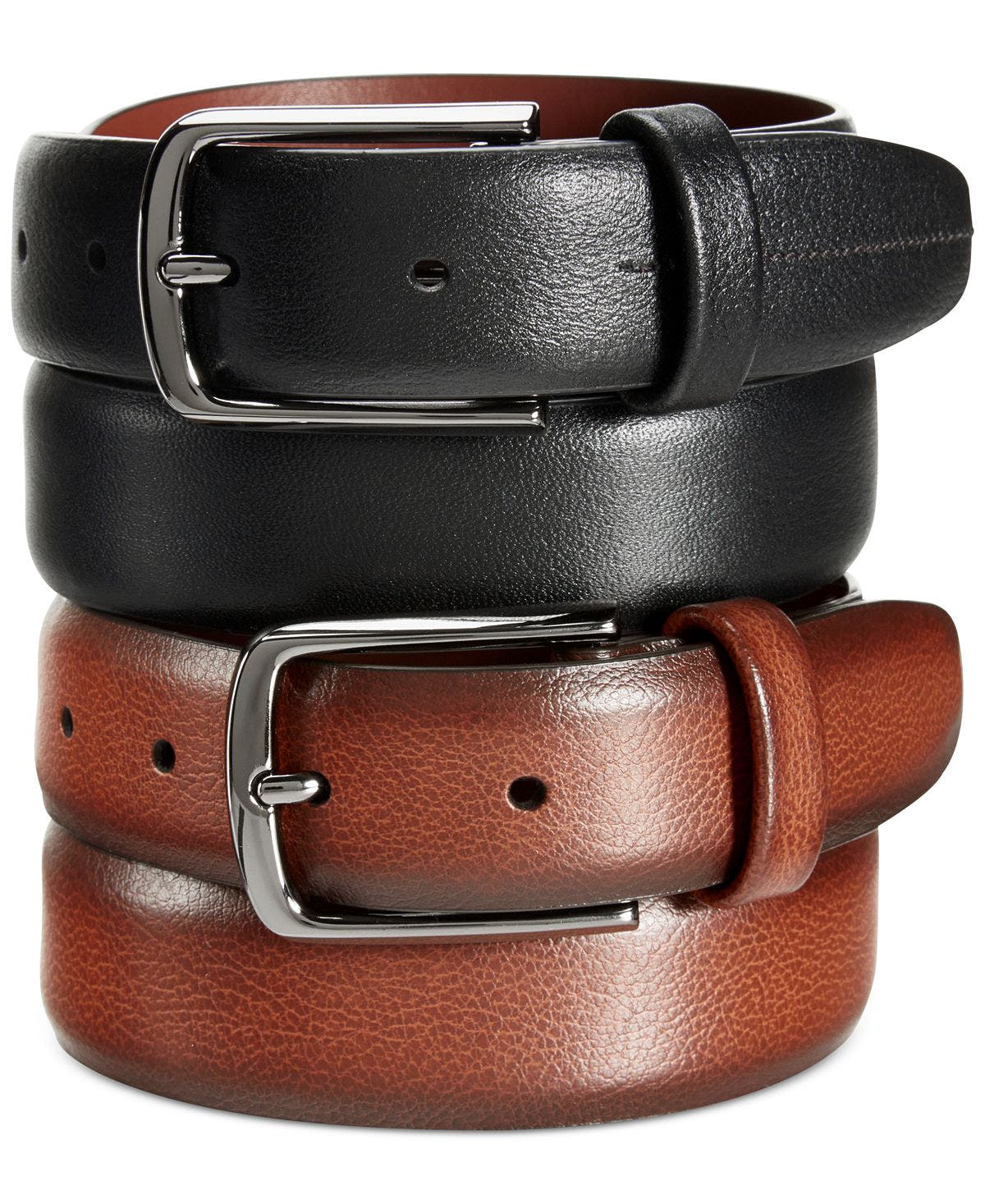 Perry Ellis Portfolio Park Avenue Leather Belt BLACK