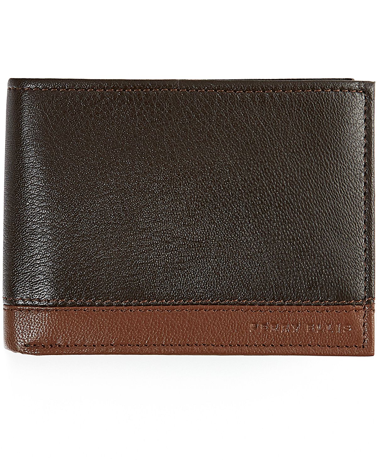 Perry Ellis Portfolio Perry Ellis Colorblocked Leather Passcase Wallet Brown