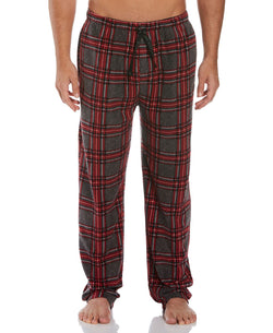 Perry Ellis Portfolio Perry Ellis Relaxed-fit Plaid Fleece Pajama Pants Heather Charcoal/Red thumbnail 1