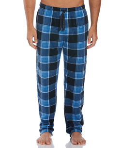 Perry Ellis Portfolio Perry Ellis Relaxed-fit Plaid Fleece Pajama Pants Navy/Heather Blue thumbnail 1