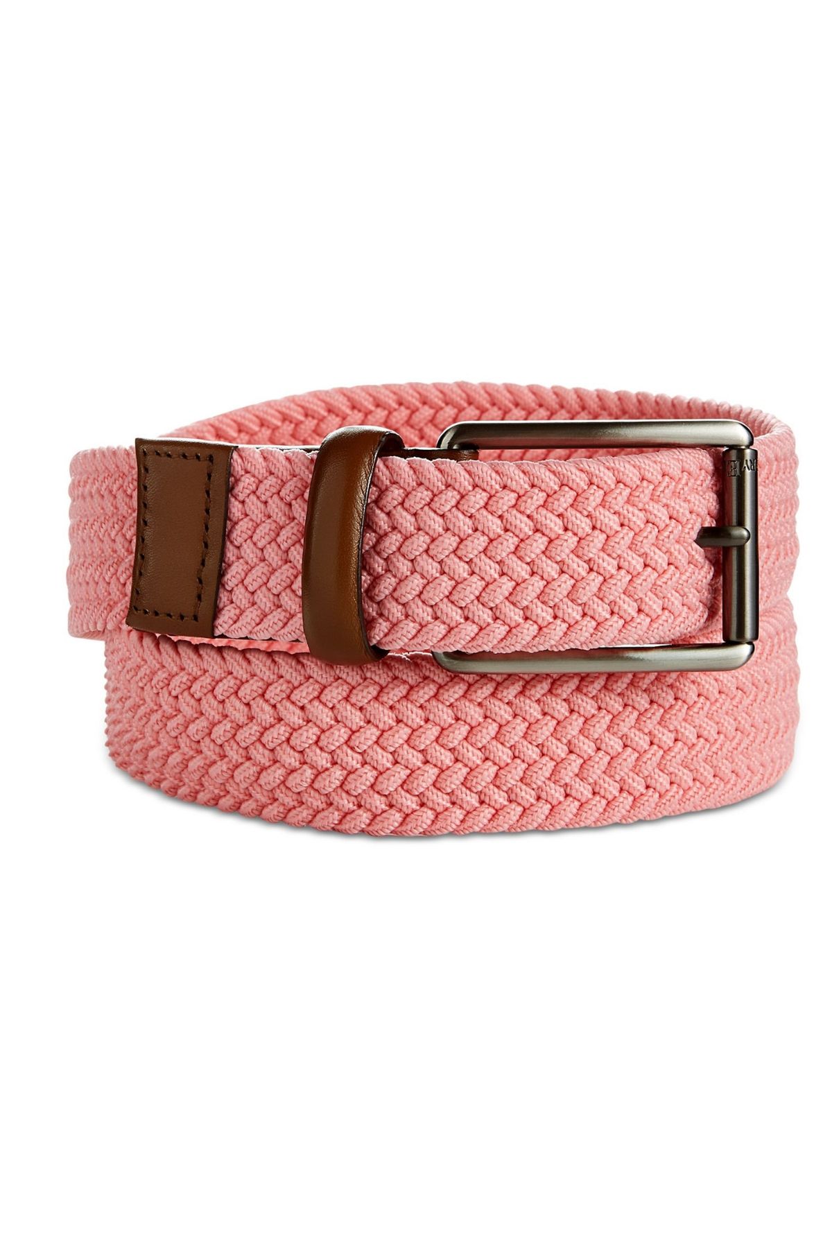 Perry Ellis Portfolio Pink Webbed Leather-Trim Belt