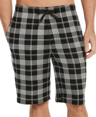 Perry Ellis Portfolio Plaid Pajama Shorts Jet Black