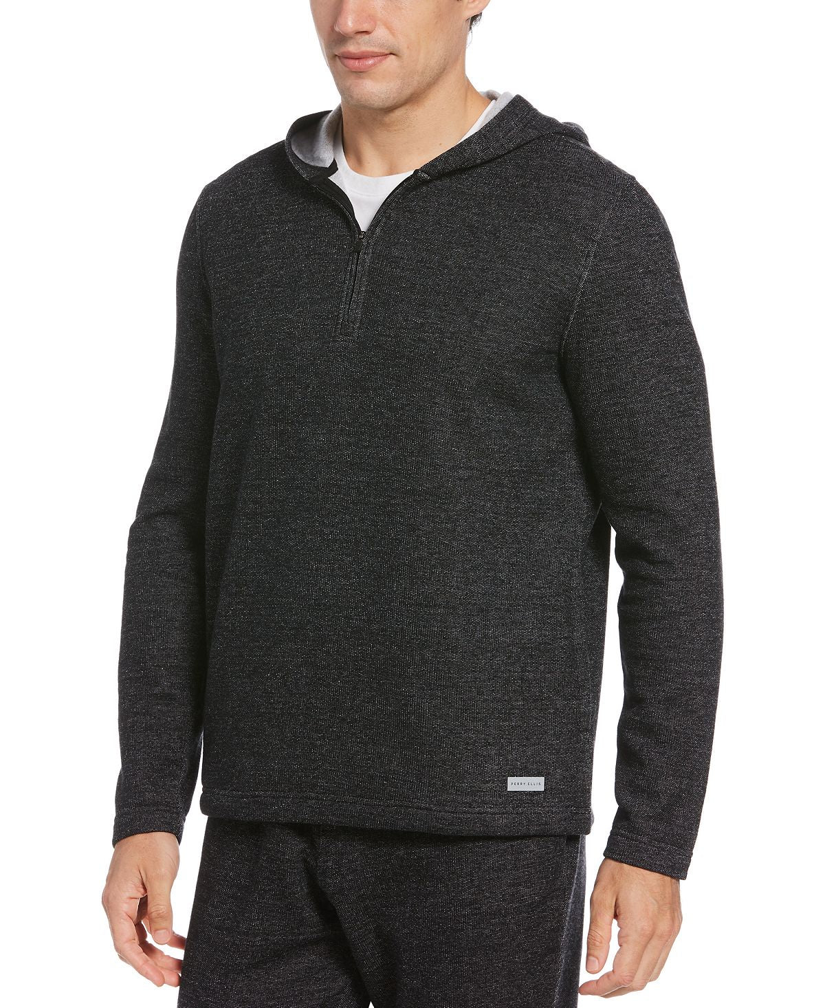 Perry Ellis Portfolio Portfolio Heathered Knit Hoodie Black