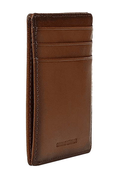 Perry Ellis Portfolio Tan Premium Leather Card Holder Passcase Wallet